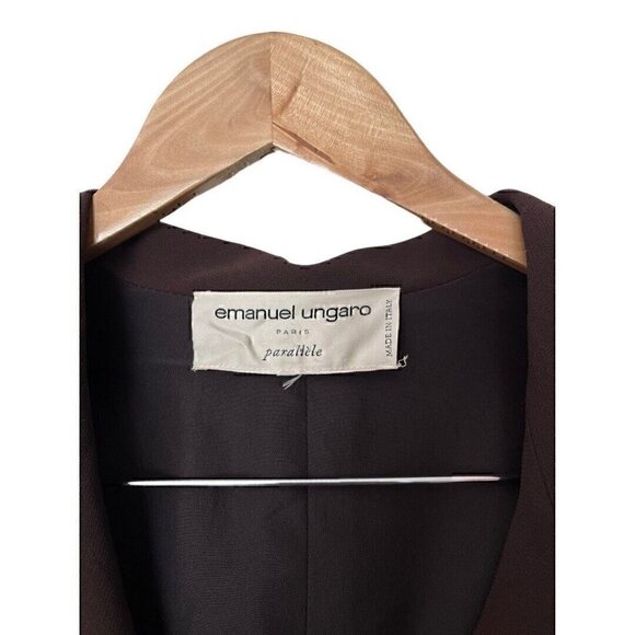 Vintage 90s Emanuel Ungaro Parallele Brown Dress 8 10 - Picture 6 of 7